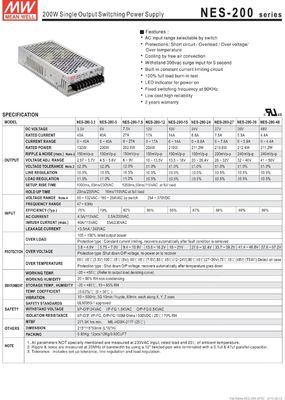 2017 nuovo MEAN WELL originale NES-200-12 12V 17A nel frattempo 12V 204W Single Output Switching Power Supply
