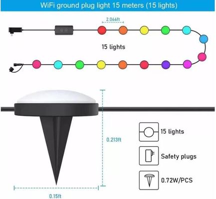 Tuya APP RGBIC luci per prato esterno corde in fiocco 15 lampadine Wifi